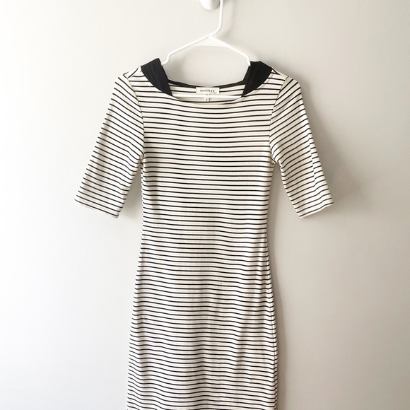 Monteau Breton Striped Quarter Sleeve Fitted Dress | Size Small - Picture 1 of 3